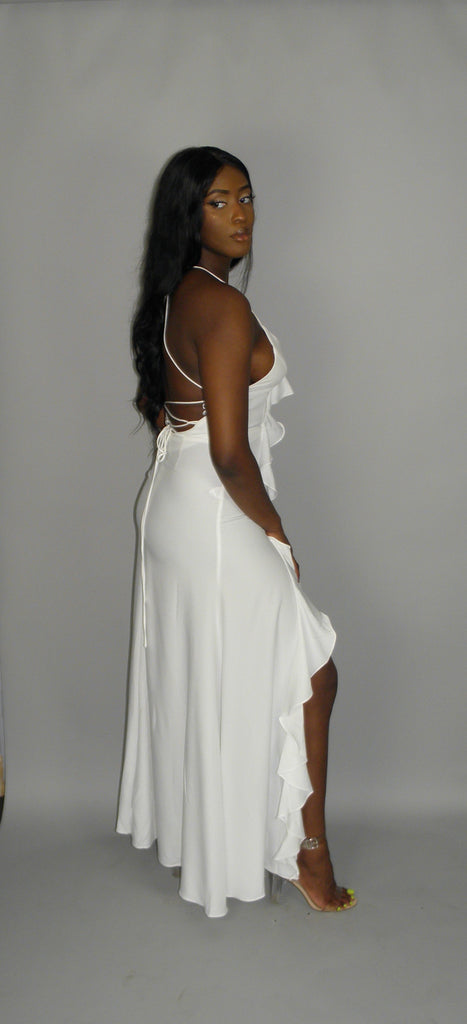 White Ruffle Delight Dress