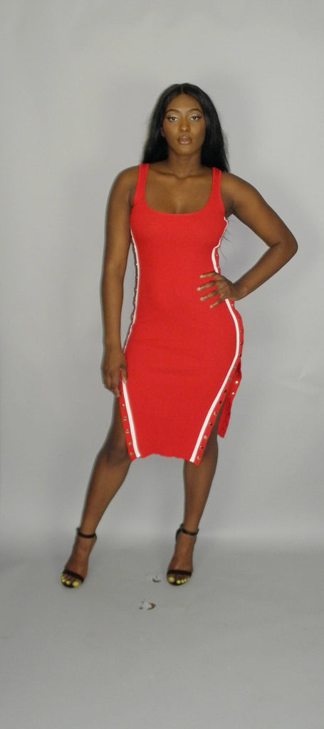 Button Me Up Red Dress