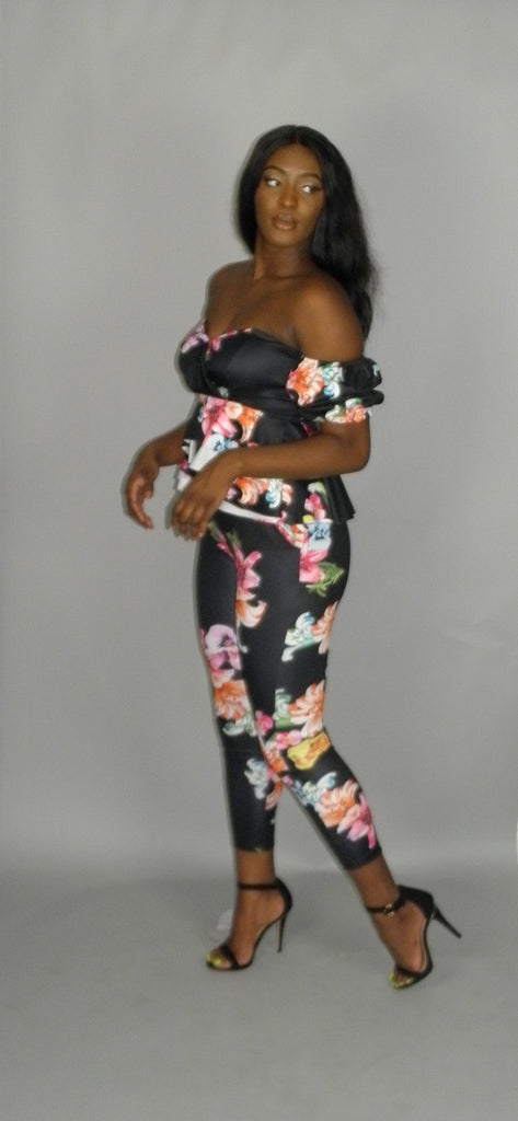 Black Daisy Pants Set