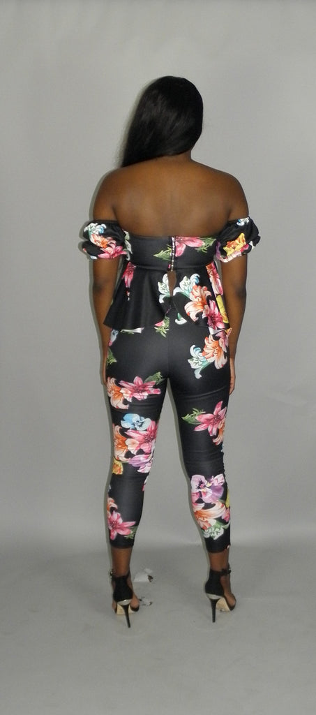 Black Daisy Pants Set