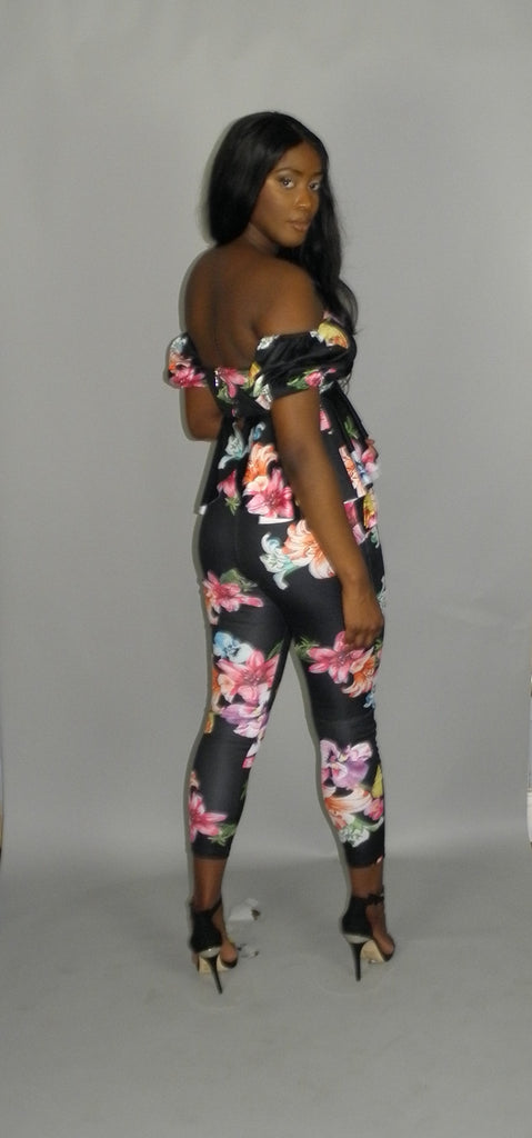 Black Daisy Pants Set